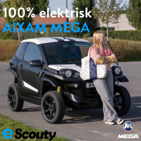 100% elektrisk mopedbil från Aixam MEGA. En mopedbil utrustad med allt du behöver, stor 9" touchskärm med CarPlay, 6 kraftiga högtalare plus aktiv baslåda ger bra dunk, kraftig LED-belysning som lyser upp mörket, riktigt värmesystem som ger gott om
